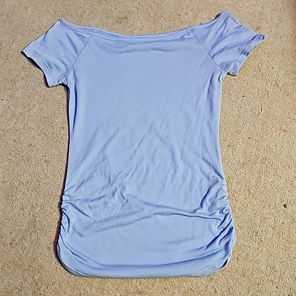 Juniors small off the shoulder shirt, light blue. Alloy Apparel.